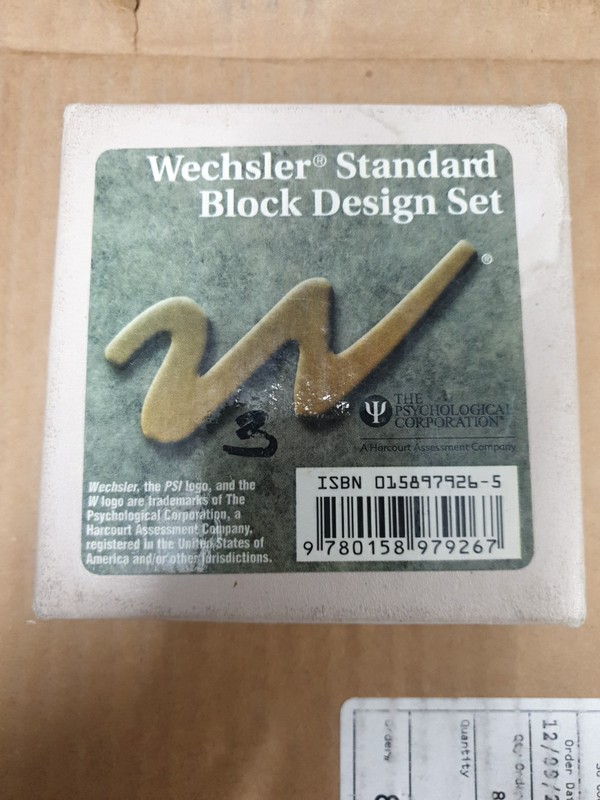 Wechsler Standard Block Design Set from WISC-IV