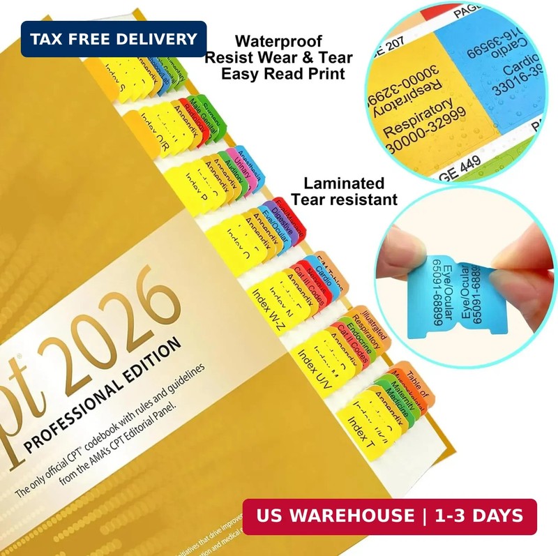 Index Tabs for CPT 2025/2026 Professional Edition. Color-Coded and Laminated Tab gallery