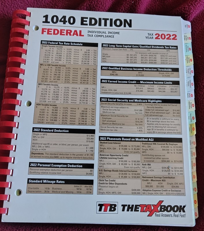 2022 1040 Edition Federal Income Tax. The Tax Book Spiral Bound Paperback.