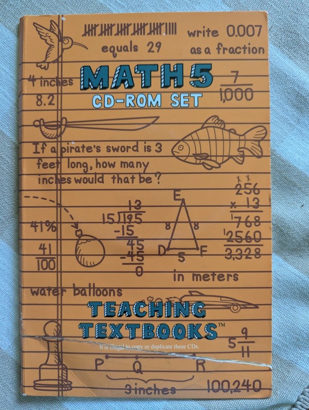 Teaching Textbooks Math 5 CD-ROM Set 4 Discs Complete CD’s Grade 5 Homeschool