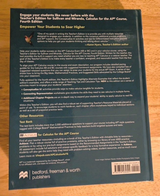 TEACHERS EDITION Calculus for the AP Course 4th Edition NEW Sullivan Miranda gallery