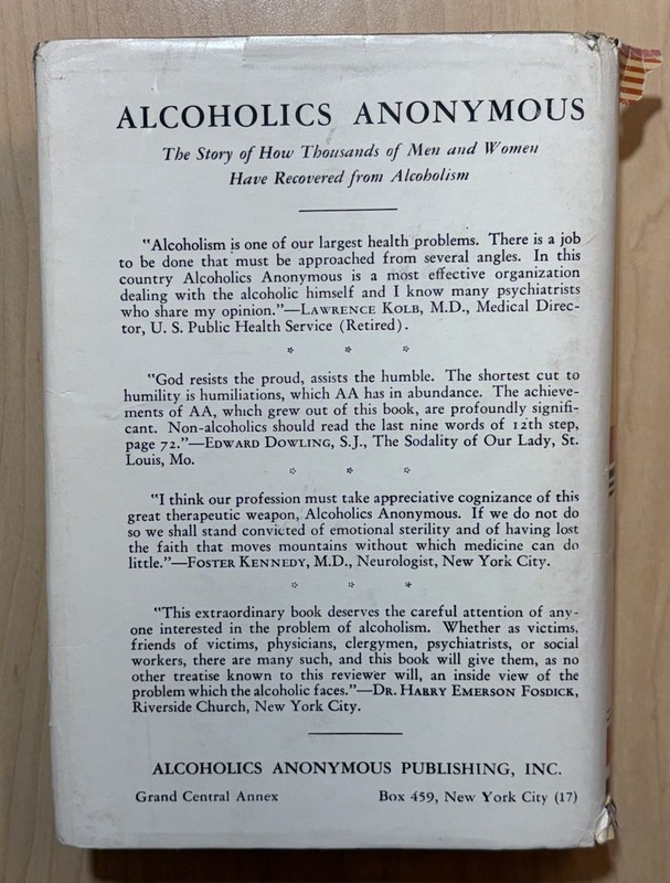 AA Book Alcoholics Anonymous 2nd Edition 1955 Hard Cover Dust Jacket 6th Print gallery