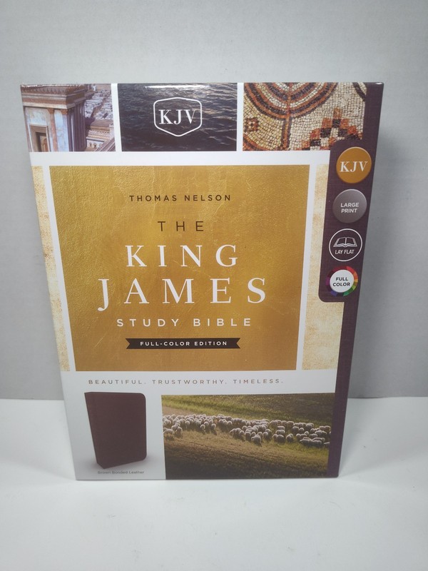Thomas Nelson KJV Study Bible Full Color Large Print Brown Bonded Leather NIB