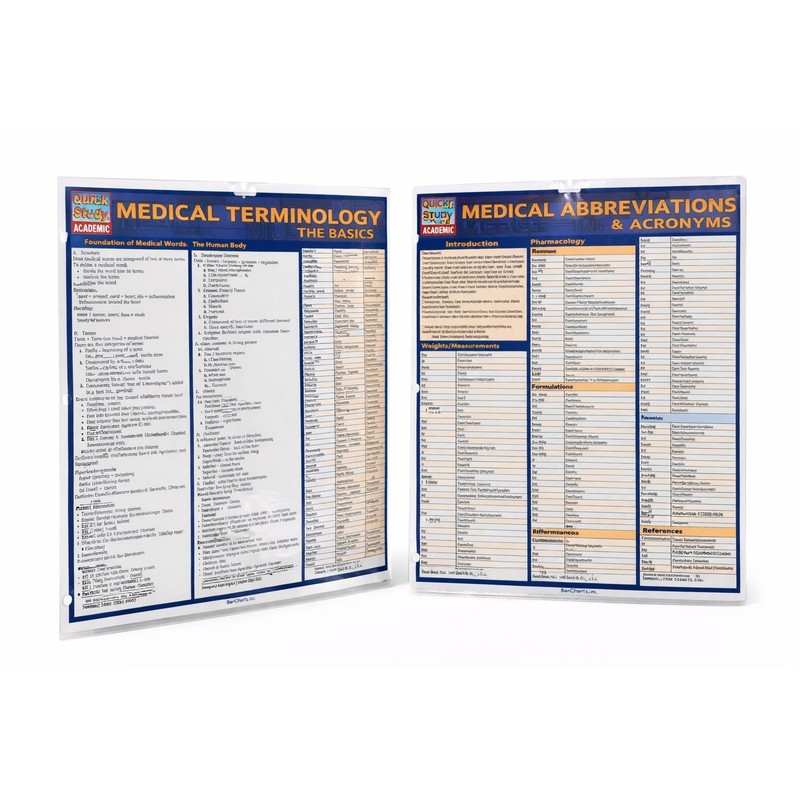 Quick Study Medical Terminology Laminated Charts