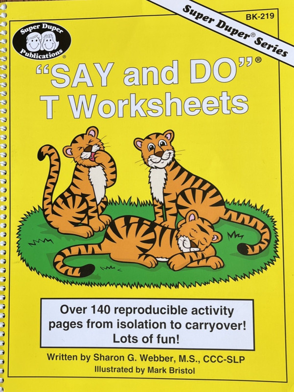 Say and Do T Worksheets Book 219 Super Duper Speech Therapy Spiral Bound SLT