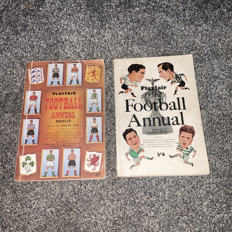 Set Of 2 1952-53 & 1951-2 Playfair Football Annuals Edited By Gordon Ross PB