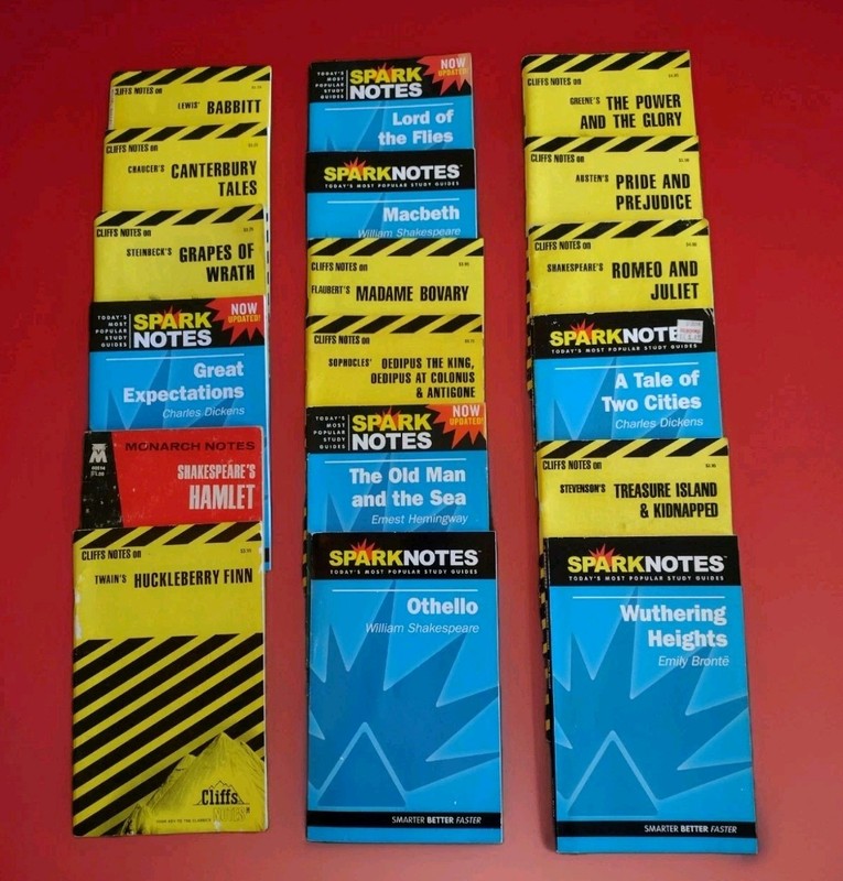 Cliff’s Notes Lot Of 18 Includes Spark Notes Study Guides