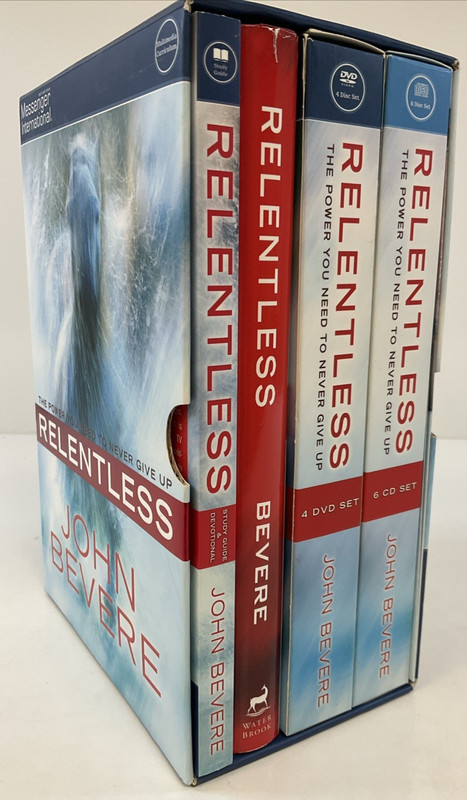 Relentless by John Bevere Box Set of 4 DVD/6 CD/Book/Study Guide