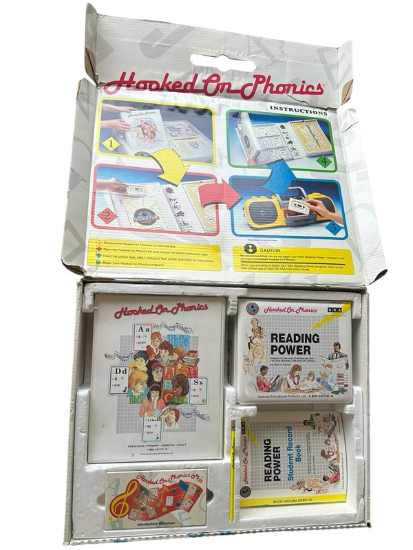 Hooked On Phonics Plus Vintage 90s Complete Cassettes Workbooks VHS No Cards