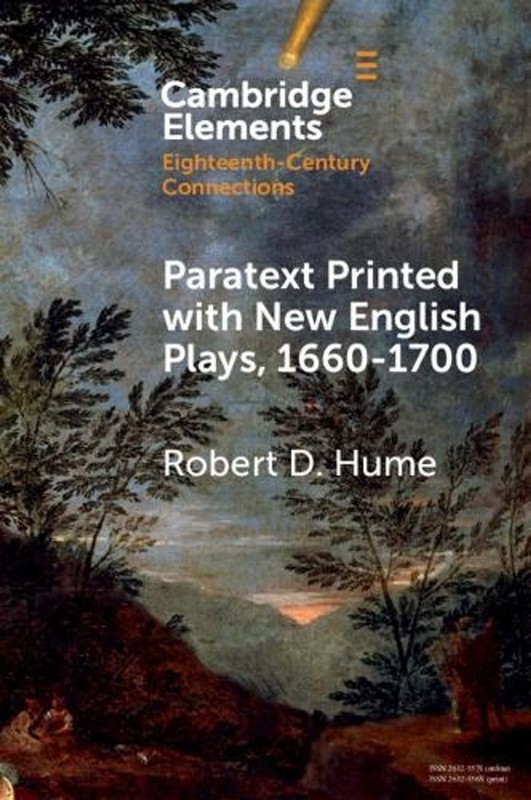 Paratext Printed with New English Plays, 16601700 by Robert D. Hume Paperback Bo