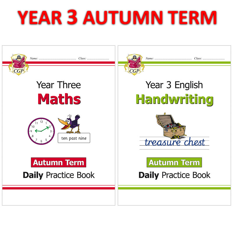 KS2 Year 3 Maths English Handwriting Daily Practice Book Autumn with Answer CGP