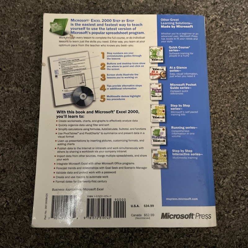 Microsoft Excel 2000 Step by Step Catapult 1999 Microsoft Press CD-ROM Included gallery