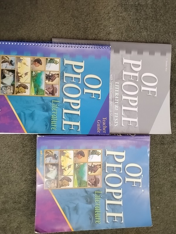 ABEKA Of People Literature 3rd Edition, Lot of 3 Teacher Key&Guide, Student Book