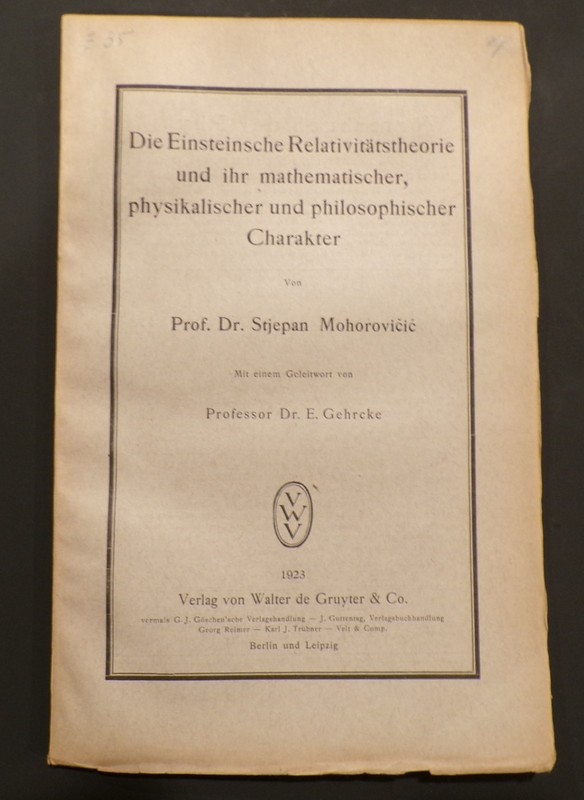 Rare 1923 1st ed. Einstein’s Theory of Relativity and its Mathematical…. wraps