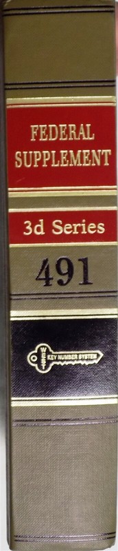 West’s Federal Supplement 3d Series Volume 491 F.Supp.3d Thomson Reuters 2021
