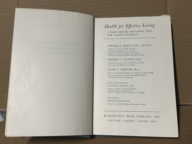 Health For Effective Living Johns Sutton Webster Hardcover College Textbook 1954 gallery