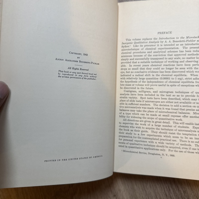 Vintage 1940s Microtechnique of Inorganic Analysis vtg HC 1st Edition Book gallery