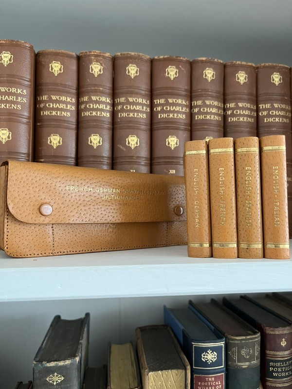 Vintage Burgess & Bowes Miniature English Translation Dictionaries in Pouch