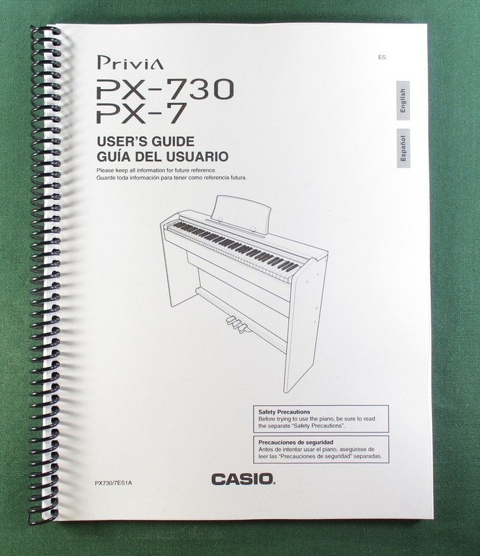 Casio Privia PX-7 Instruction Manual: 41 Pages Coil Bound & Protective Covers!