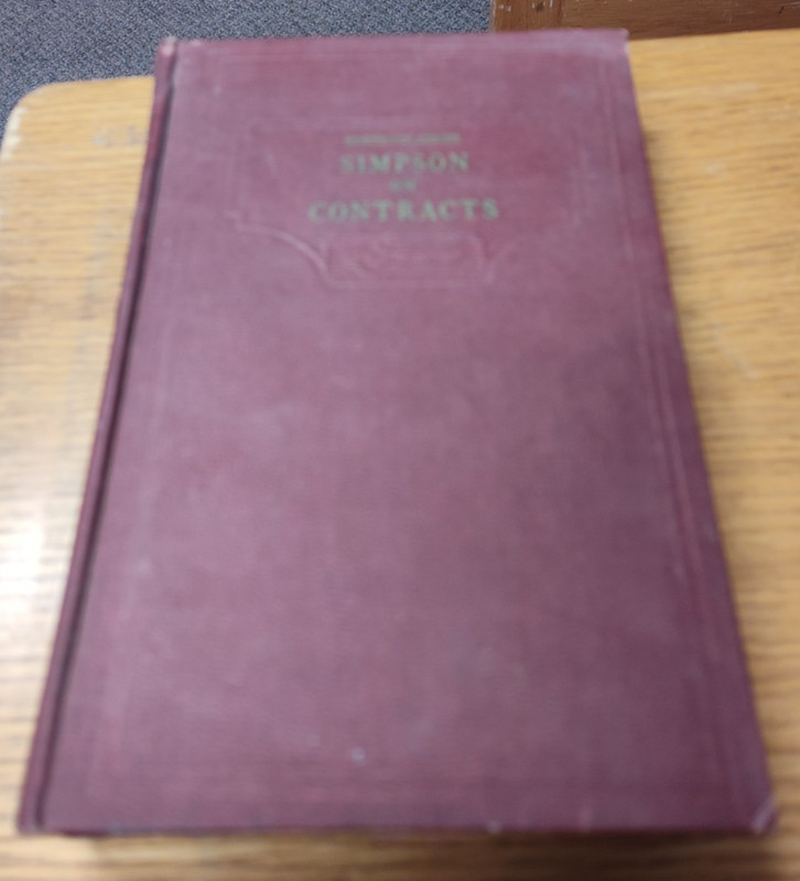 1954 Vintage Handbook of the Law of Contracts Lawrence Simpson Hornbook
