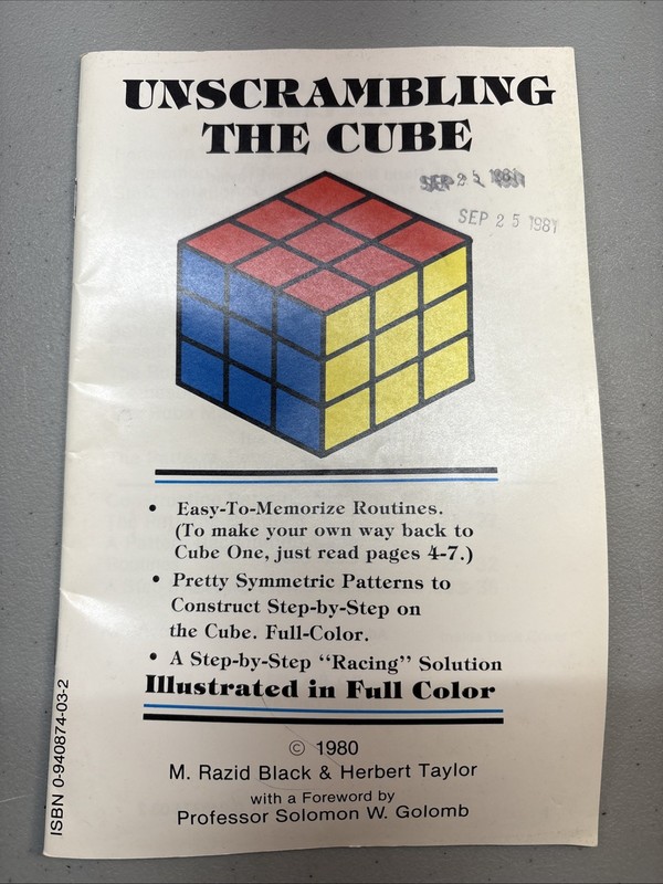 Unscrambling The Cube Rubics, 1980 Black & Taylor Rare VTG Instruction Book.