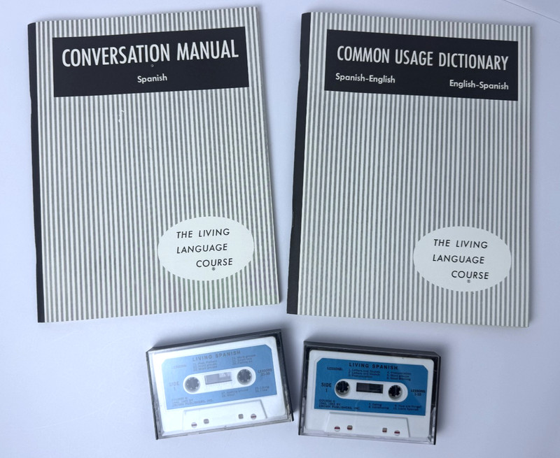 Vtg Lot 2 Books(Weiman) 2 Cassette Tapes English-Spanish-English Crown Publisher