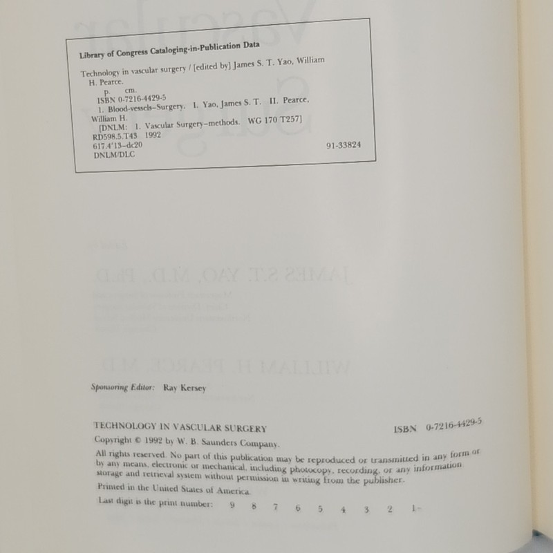 Technologies in Vascular Surgery Edited by James Yao William Pearce gallery