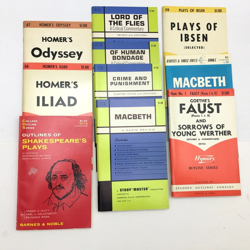 Lot of 10 Classic Literature Study Guide Books Shakespeare Homer Ibsen Faust