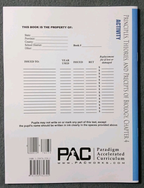 PAC - Principles, Theories and Precepts of Biology - Chapter 4 Activity **NEW** gallery