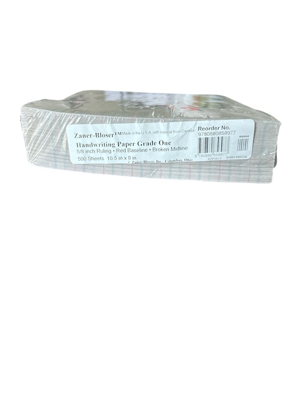 Zaner-Bloser Handwriting Paper Grade 1, 5/8 In Ruling, 10.5×8 In, 500 Sheets