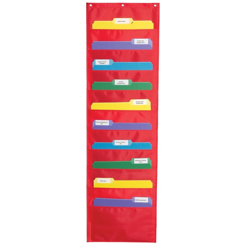 Carson Dellosa 14″ X 47″ Red File Folder Storage Pocket Chart Classroom Hanging