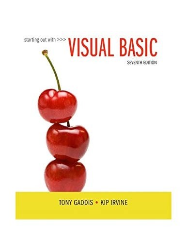 Starting Out With Visual Basic, Irvine, Kip,Gaddis, Tony, Very Good Book