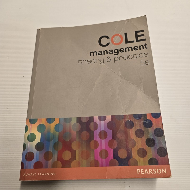 COLE Management Theory & Practice 5e Kris Cole Textbook Business Pearson