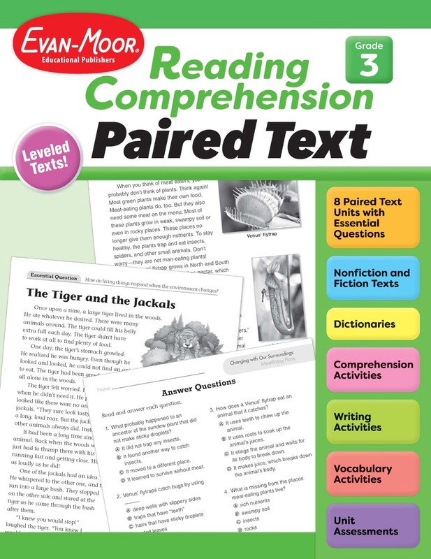 Evan-Moor Reading Comprehension: Paired Text Grade 3, Homeschooling and Clas…