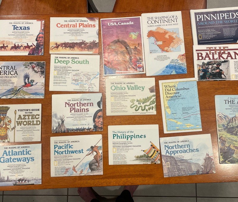 Lot Of 15 Maps FromNATIONAL GEOGRAPHIC Insert Series Illustrations