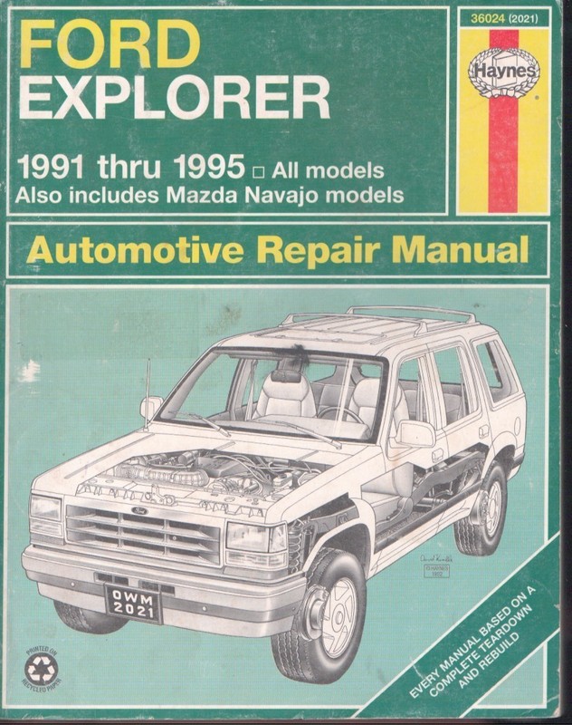 Haynes Ford Explorer 1991-1995 Mazda Navajo Automotive Manual 36024 MN2393
