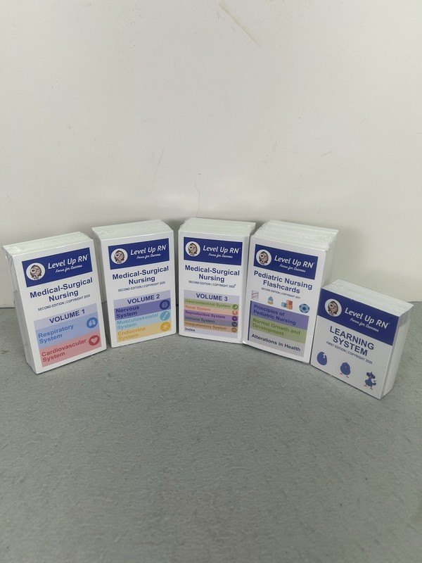 Level Up RN Medical Surgical Study Flash Cards Vol 1-3 & Pediatric + NEW SEALED