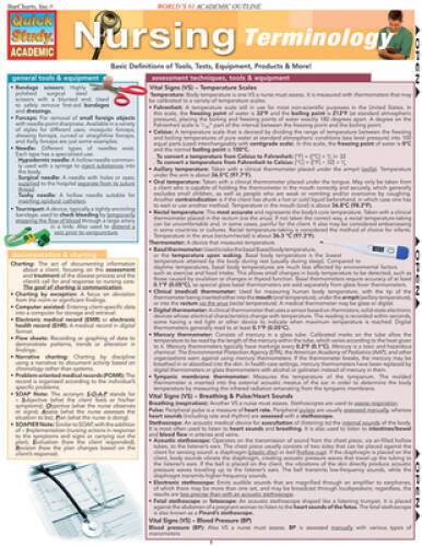 Nursing Terminology (Quickstudy: Academic) – Pamphlet By BarCharts, Inc. – GOOD