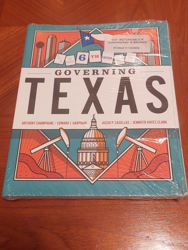 Governing Texas 6th Edition paperback Champagne Anthony Harpham Shrinkwrap New