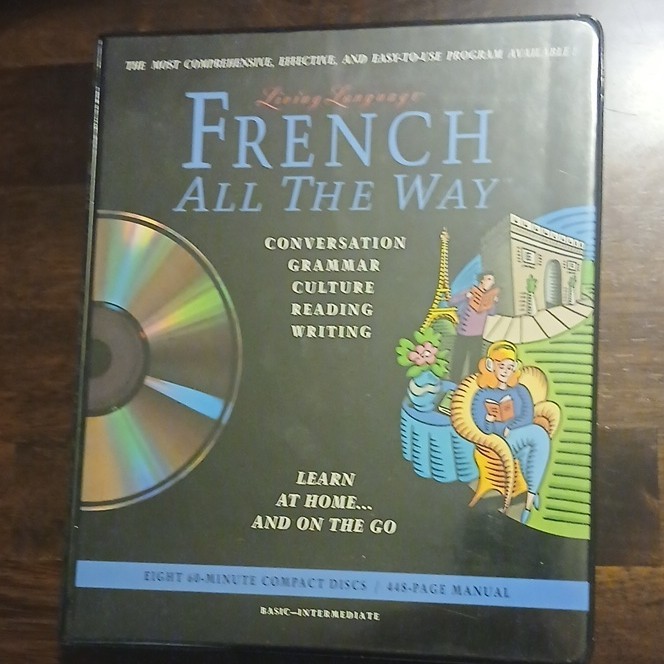 Living Language French All The Way Language Course Audio CD Set + Book 448pg