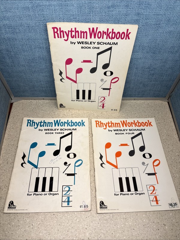 (3) Vintage 1970’s Rhythm Workbooks Book 1,3 & 4 – Wesley Schaum