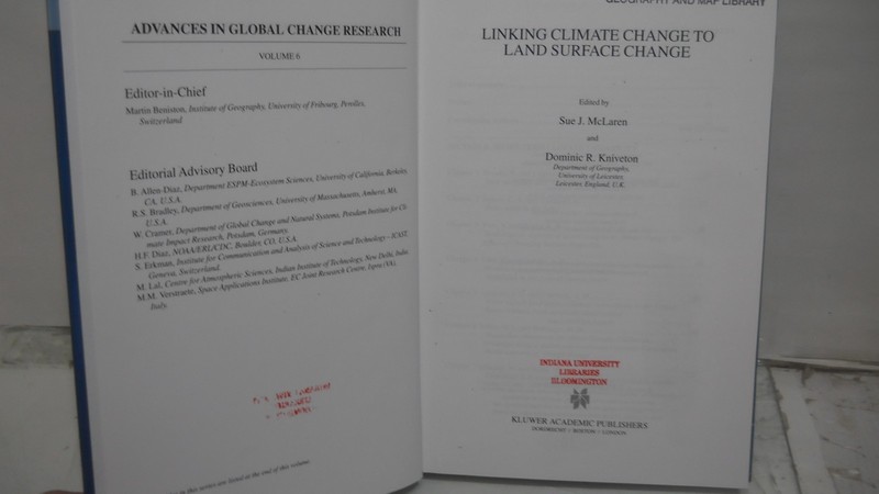 Linking Climate Change to Land Surface Change ~ Fine hardback, no wear on boards gallery