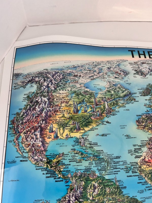 Unique Media Maps Laminated 3D Map 'The World' Artistic Illustration 1996 gallery