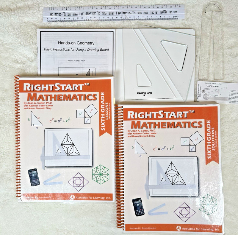 RightStart Mathmatics Sixth Grade 2nd Ed Lessons Bundle Geometry Board & Tools