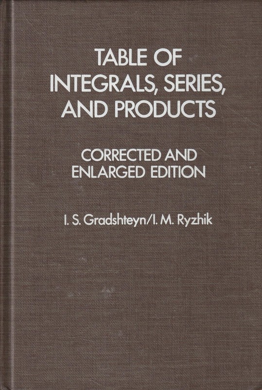 Table of Integrals, Series and Products, Corrected and Enlarged Edition