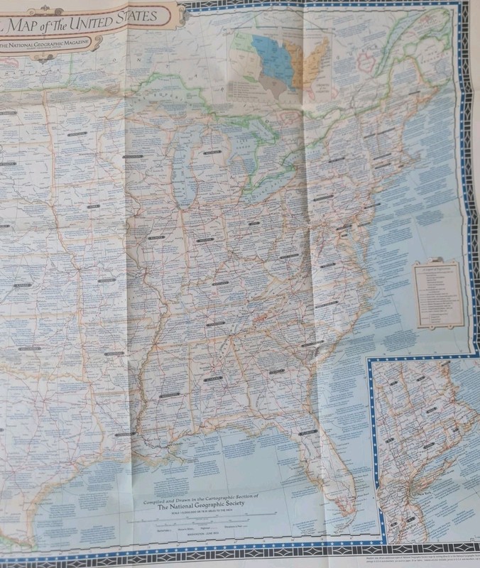 1953 National Geographic Large Folded Paper Historical Map of The United States gallery