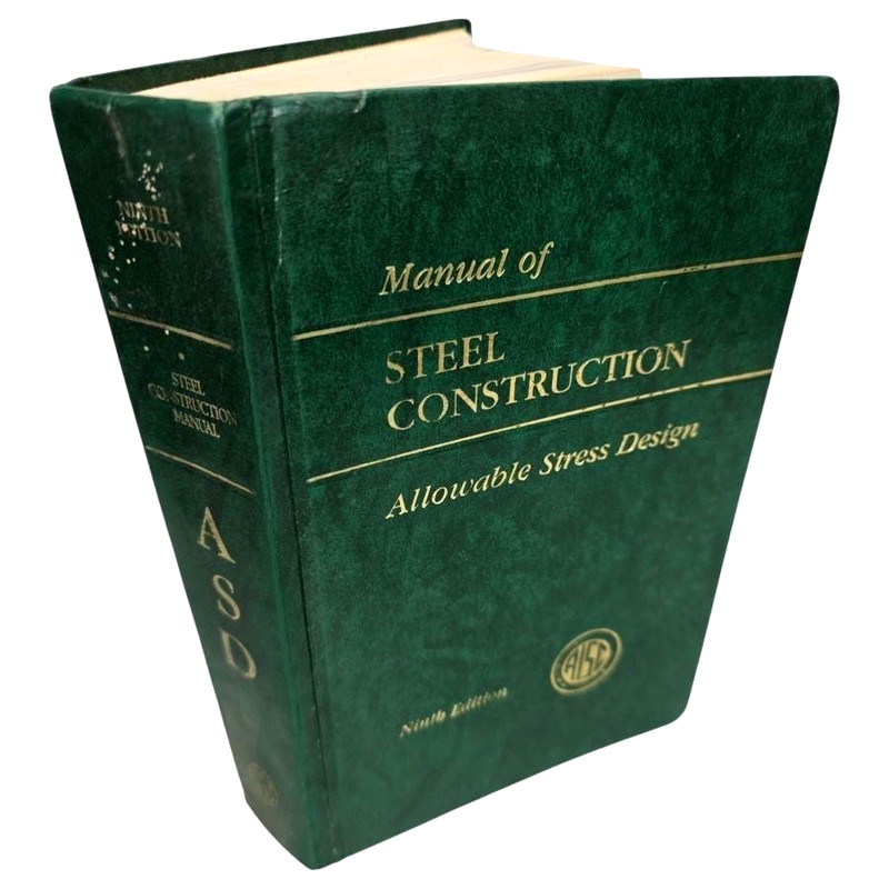 Vintage Manual Of Steel Construction ASD 9th Ed AISC Green HC 1989 Book Text Vtg