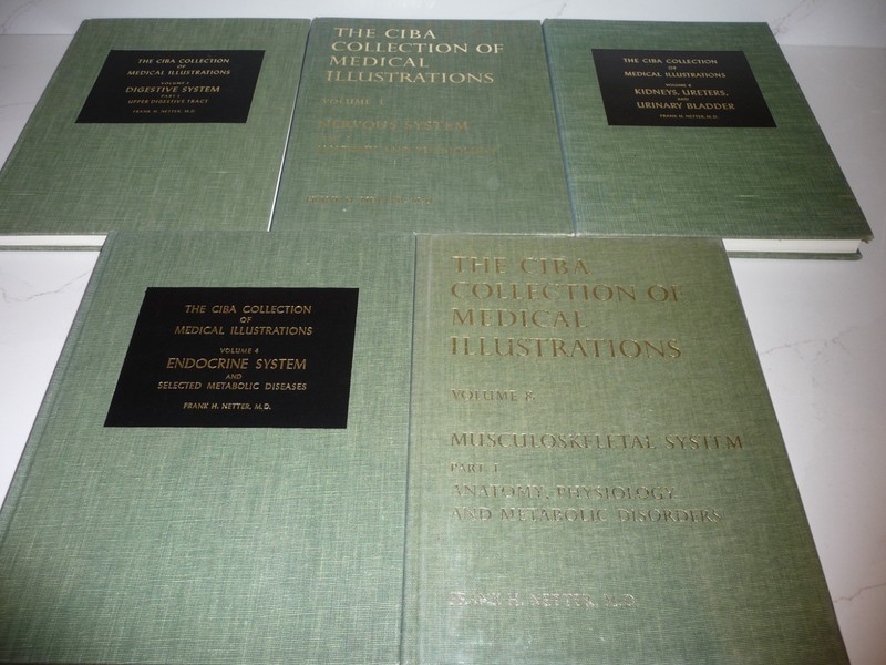 THE CIBA COLLECTION OF MEDICAL ILLUSTRATIONS-5 VOLUMES-MUSCULOSKELETAL/NERVOUS +