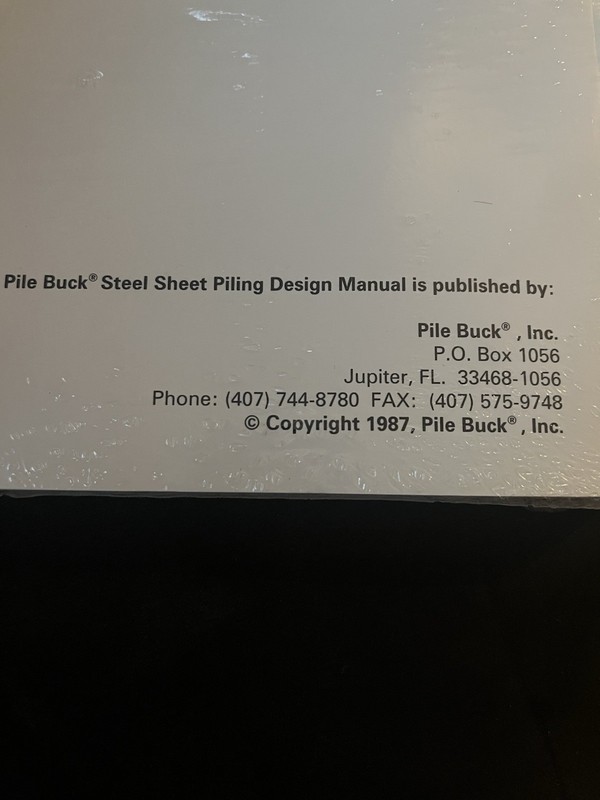 PILE BUCK STEEL SHEET PILING DESIGN MANUAL 1987 Vintage Book New gallery