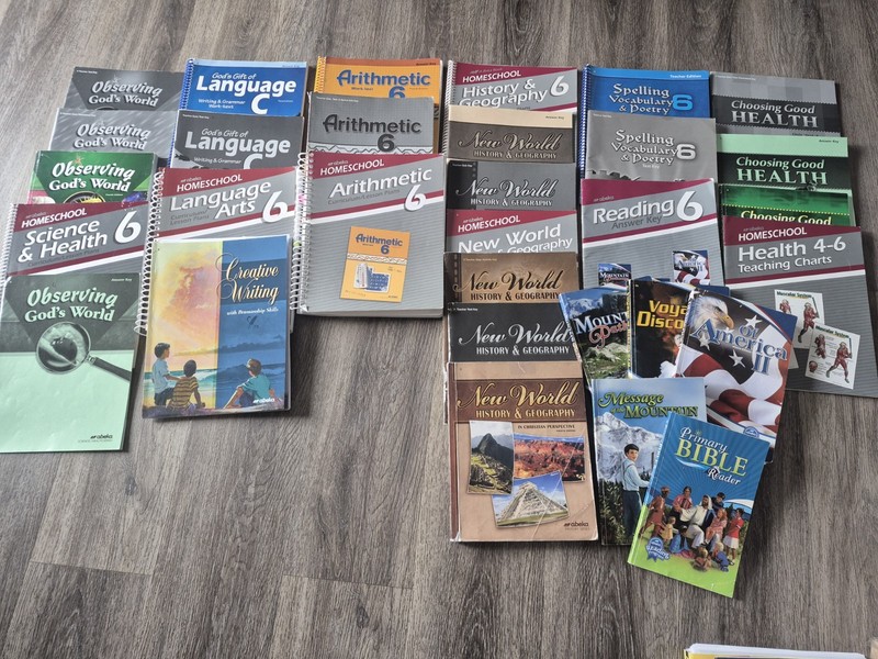Abeka Grade 6 Lot of 31 Books. Curriculum Plans, Answer Keys, Reading Books